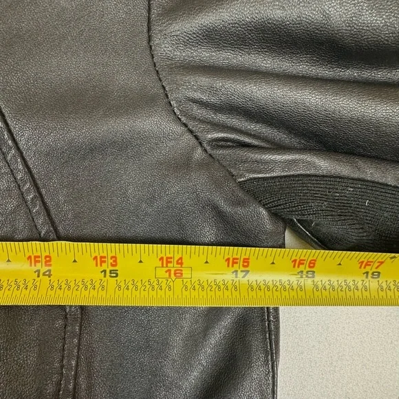 June Asymmetrical Leather Crop Jacket Black - Picture 7 of 9